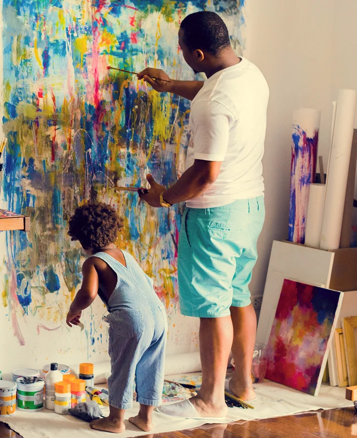 dad and child painting