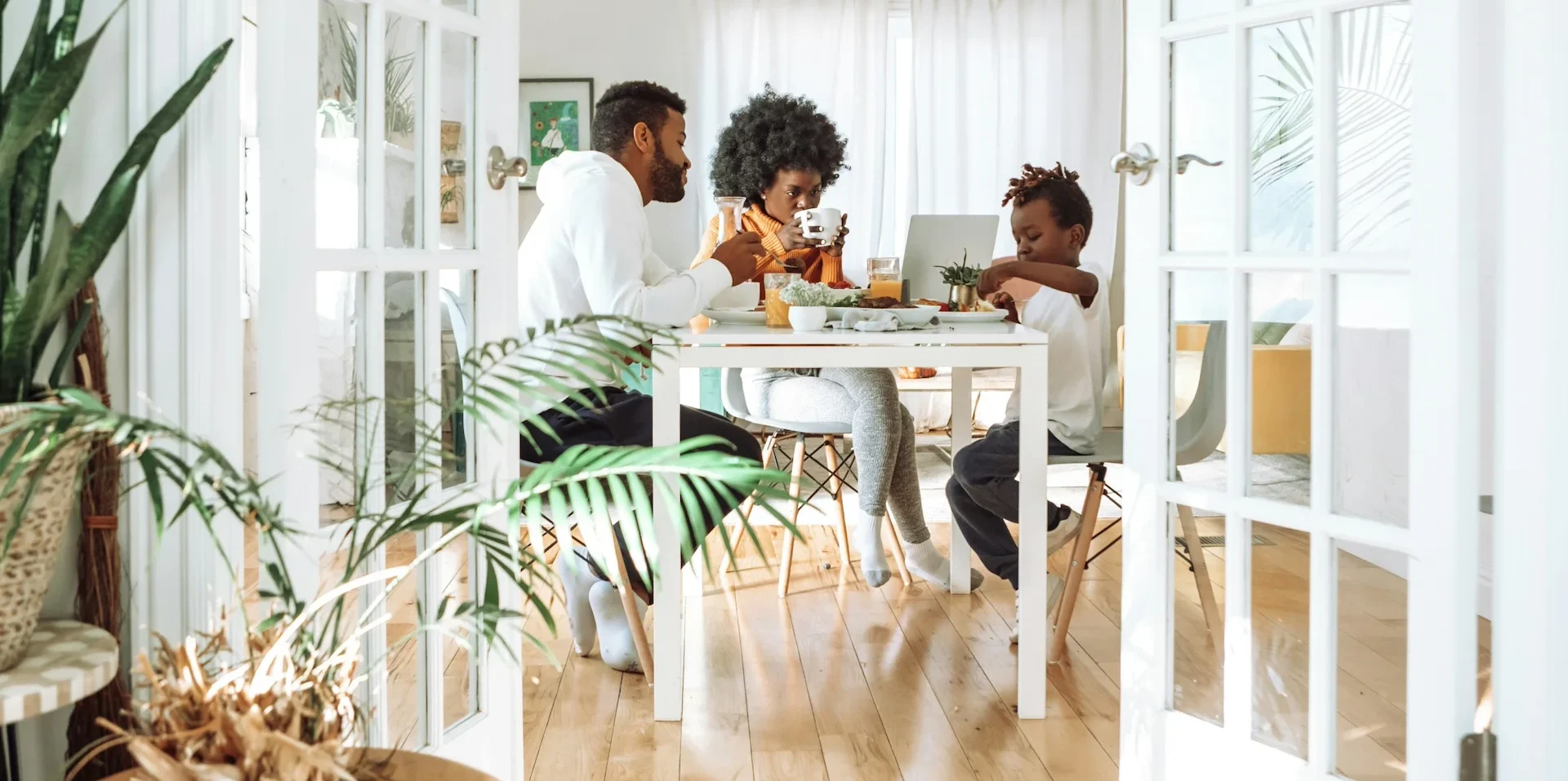 family eating around the table