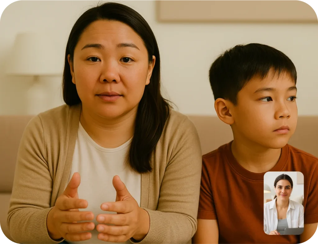 parent and child in online autism evaluation