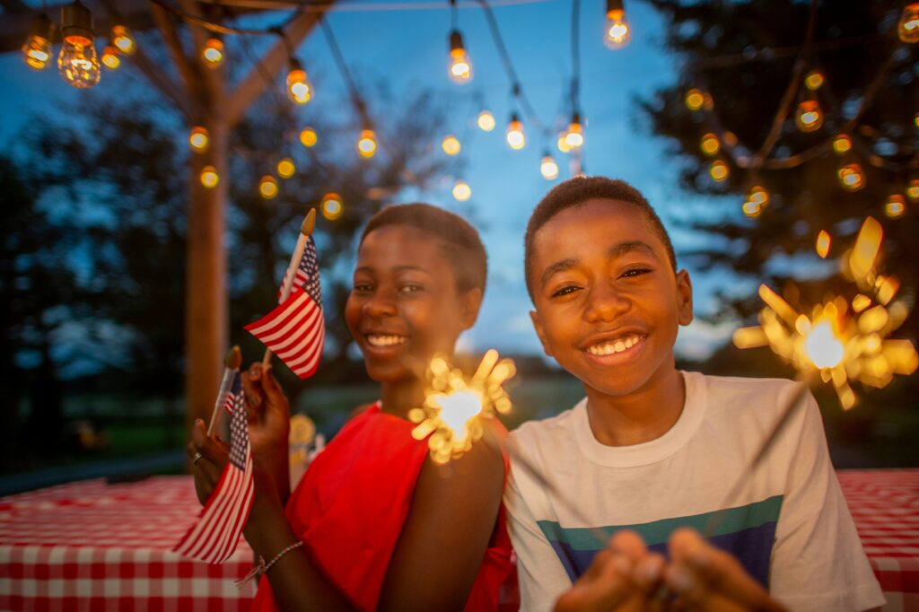 Family celebrating autism-friendly Fourth of July